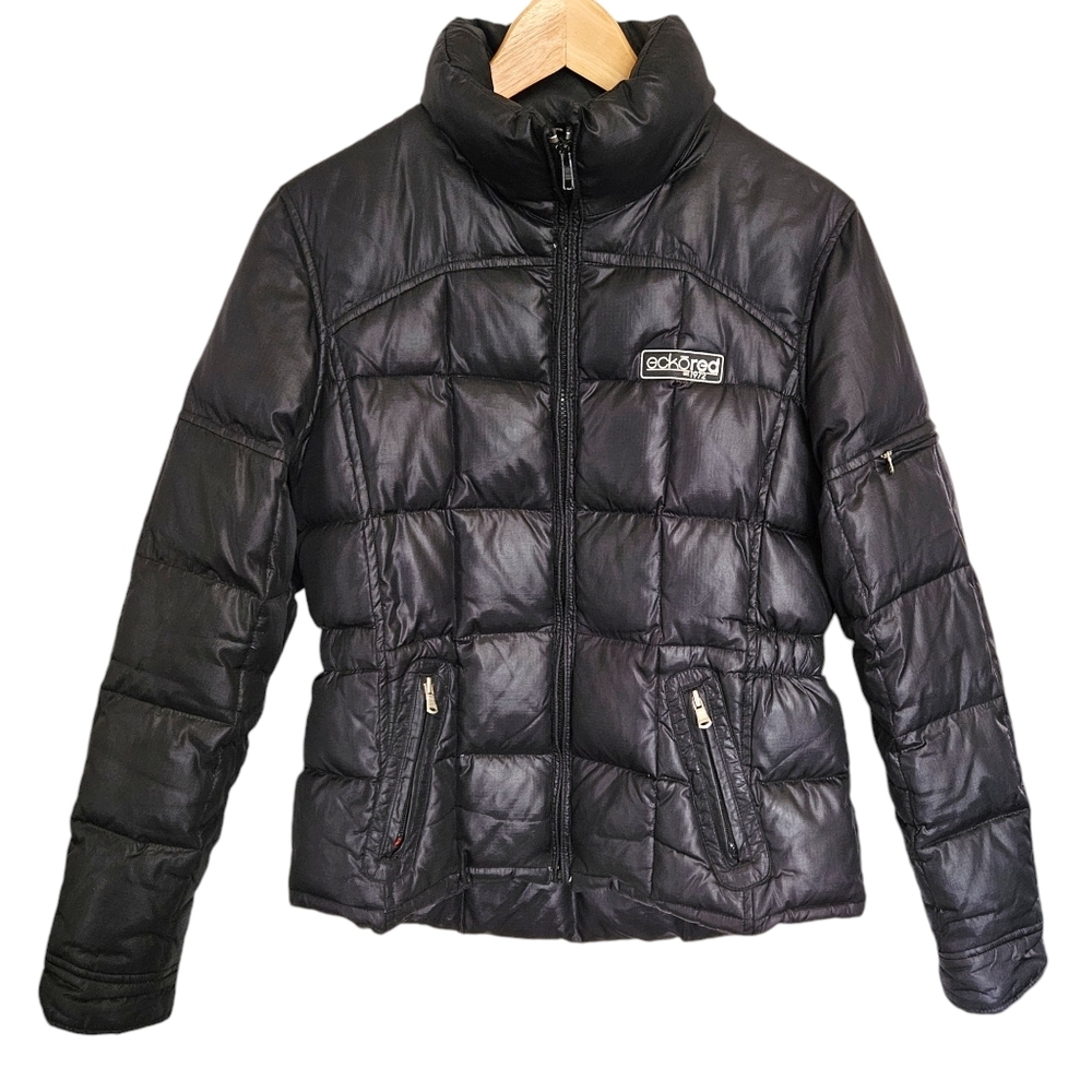 EckoRed black fitted winter puffer coat